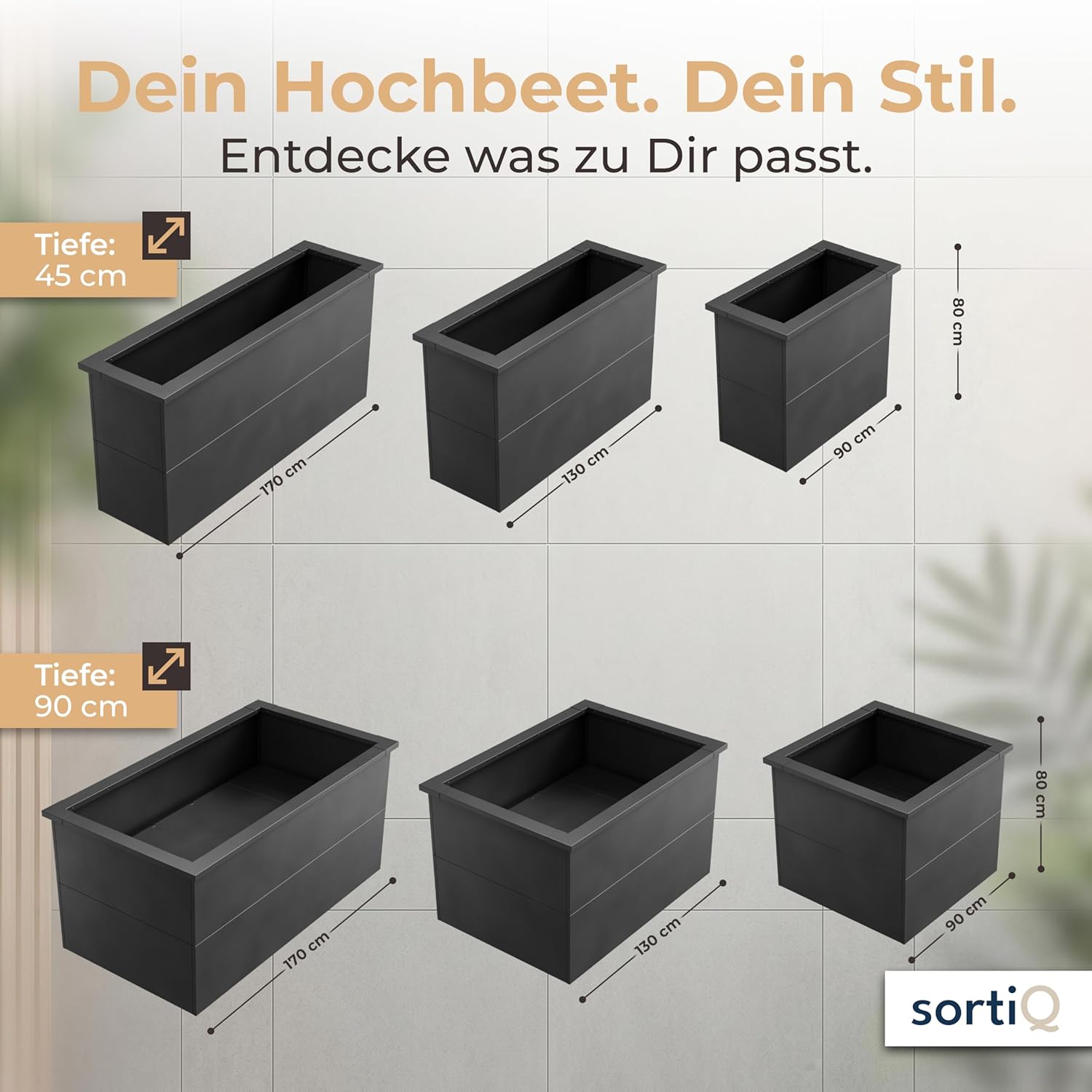Hochbeet-Set|90x45x80cm|Metall-Hochbeet mit Einlegeboden|Pulverbeschichteter, verzinkter Stahl|Mit Schneckenbarriere und Wühlmausgitter|Inkl. 10 Pflanzsticks