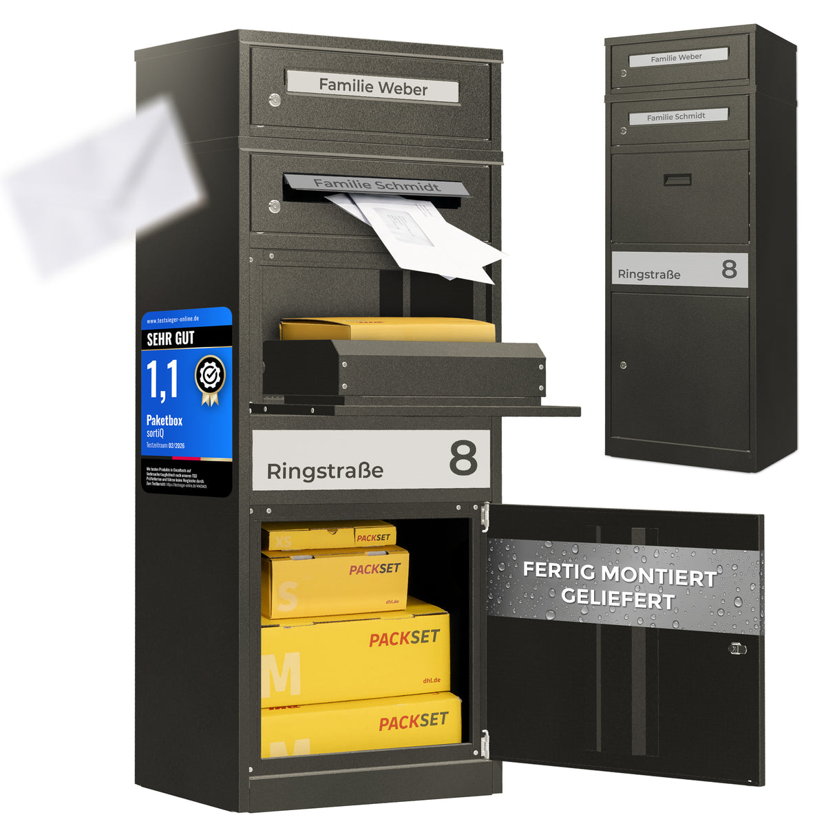 Paketbox mit 2 Briefeinwürfen